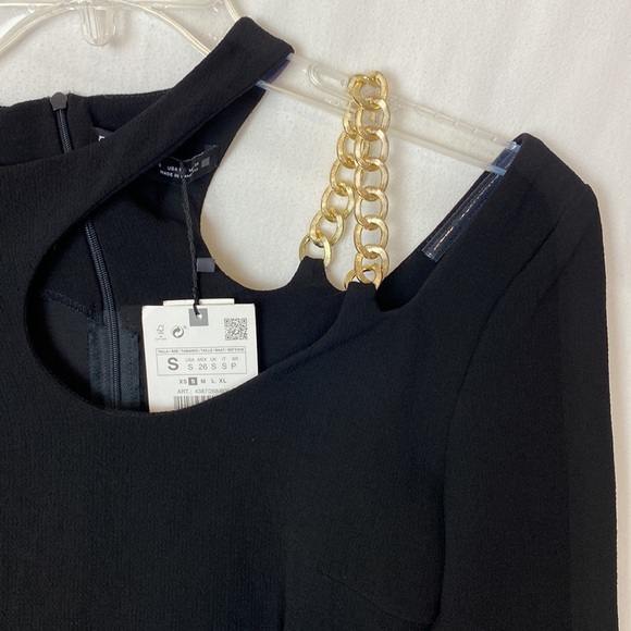 Zara black dress with chain size S NWT! 4387/268/800 - Picture 3 of 15